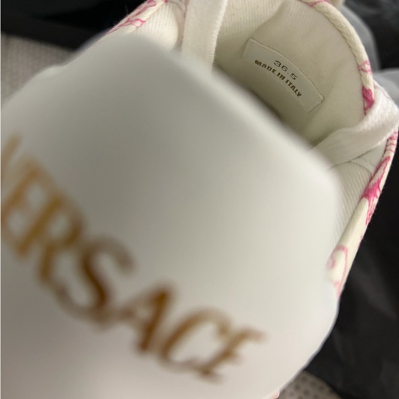 Versace Women's Cream and Pink Patterned Sneakers - Picture 4 of 10